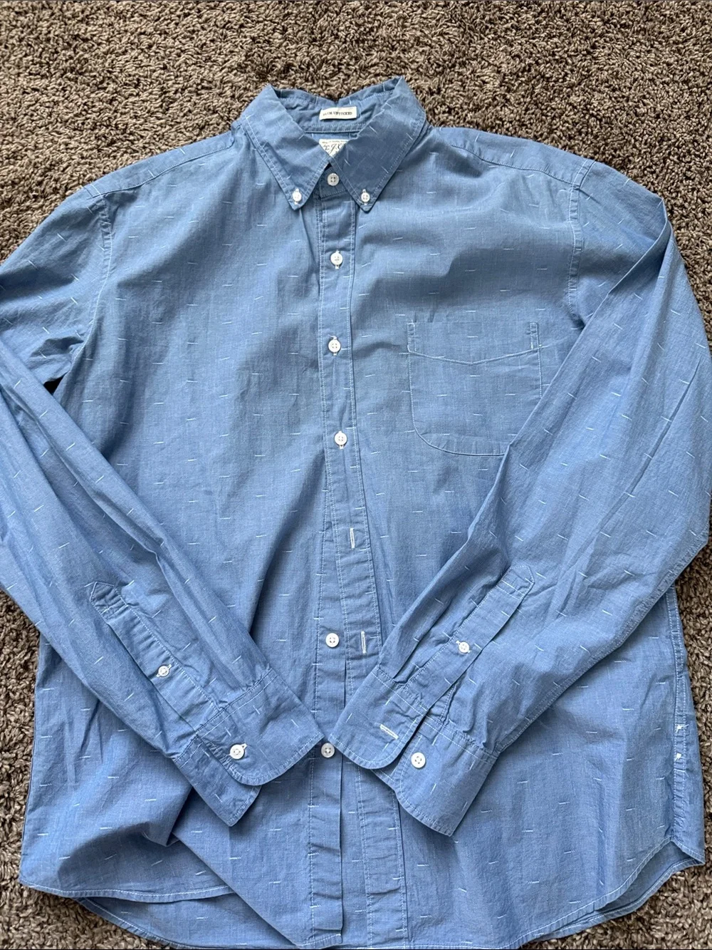 J. Crew Light Blue Patterned Cotton Button-Down Shirt